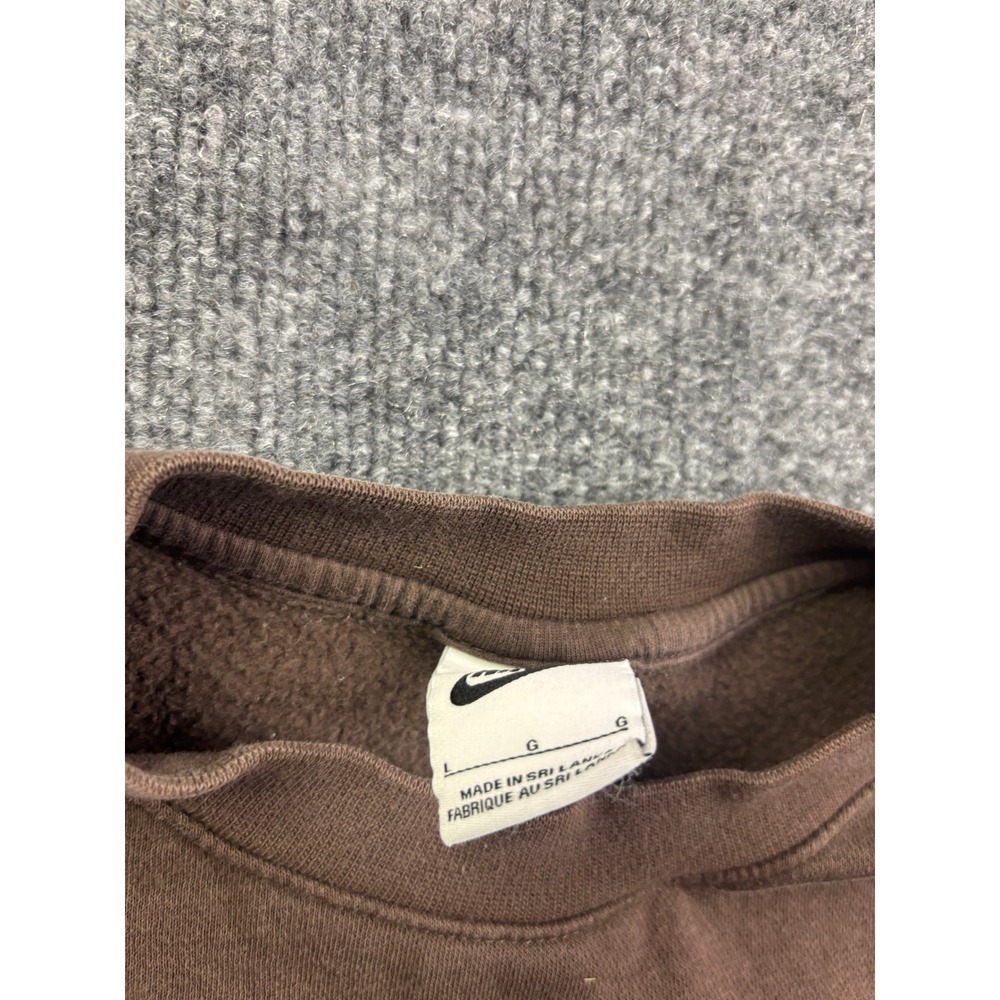 Nike Crewneck Sweatshirt Mens L Brown Embroidered Logo Fleece Pullover - Picture 2 of 8